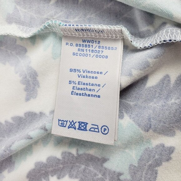 Boden Leaf Print Wrap Dress Blue Womens 4 R V Neck Short Sleeve Knee Length - Picture 8 of 11